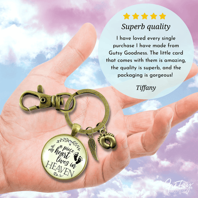 Baby Loss Memorial Set Mom Necklace & Dad Keychain A Piece Of My Heart in Heaven Miscarriage - Gutsy Goodness