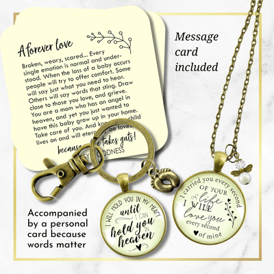 Baby Loss Memorial Set Mom Carried Necklace & Dad Hold You Keychain Miscarriage - Gutsy Goodness