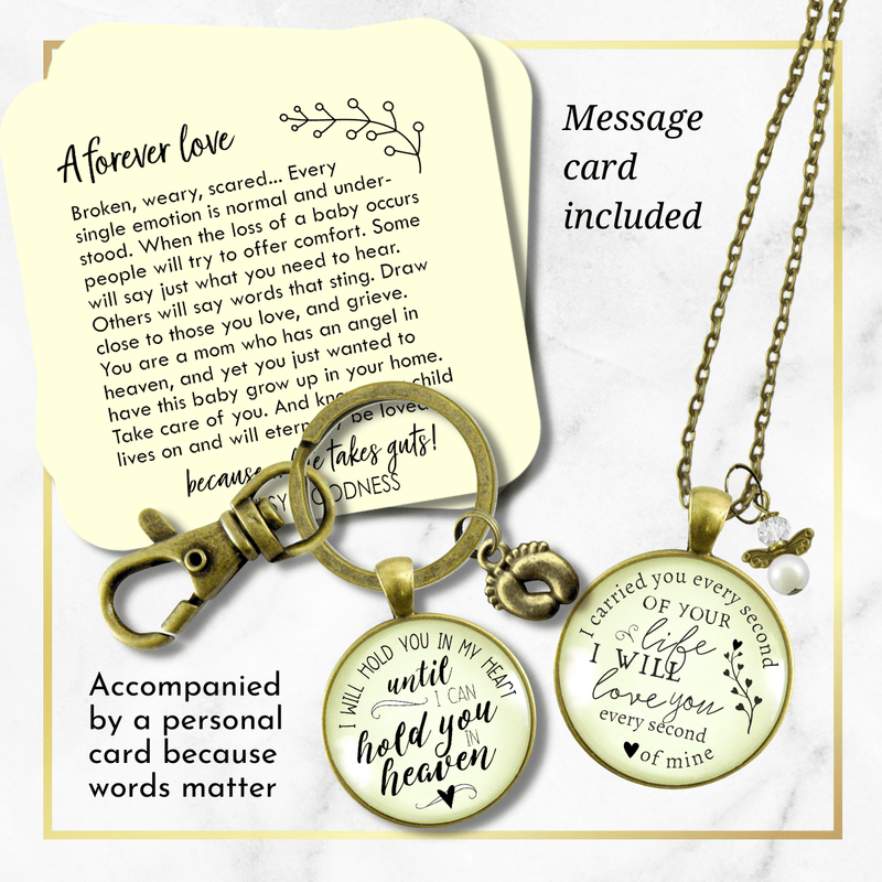 Baby Loss Memorial Set Mom Carried Necklace & Dad Hold You Keychain Miscarriage - Gutsy Goodness