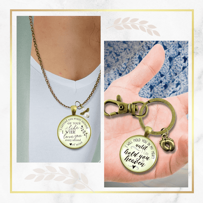 Baby Loss Memorial Set Mom Carried Necklace & Dad Hold You Keychain Miscarriage - Gutsy Goodness