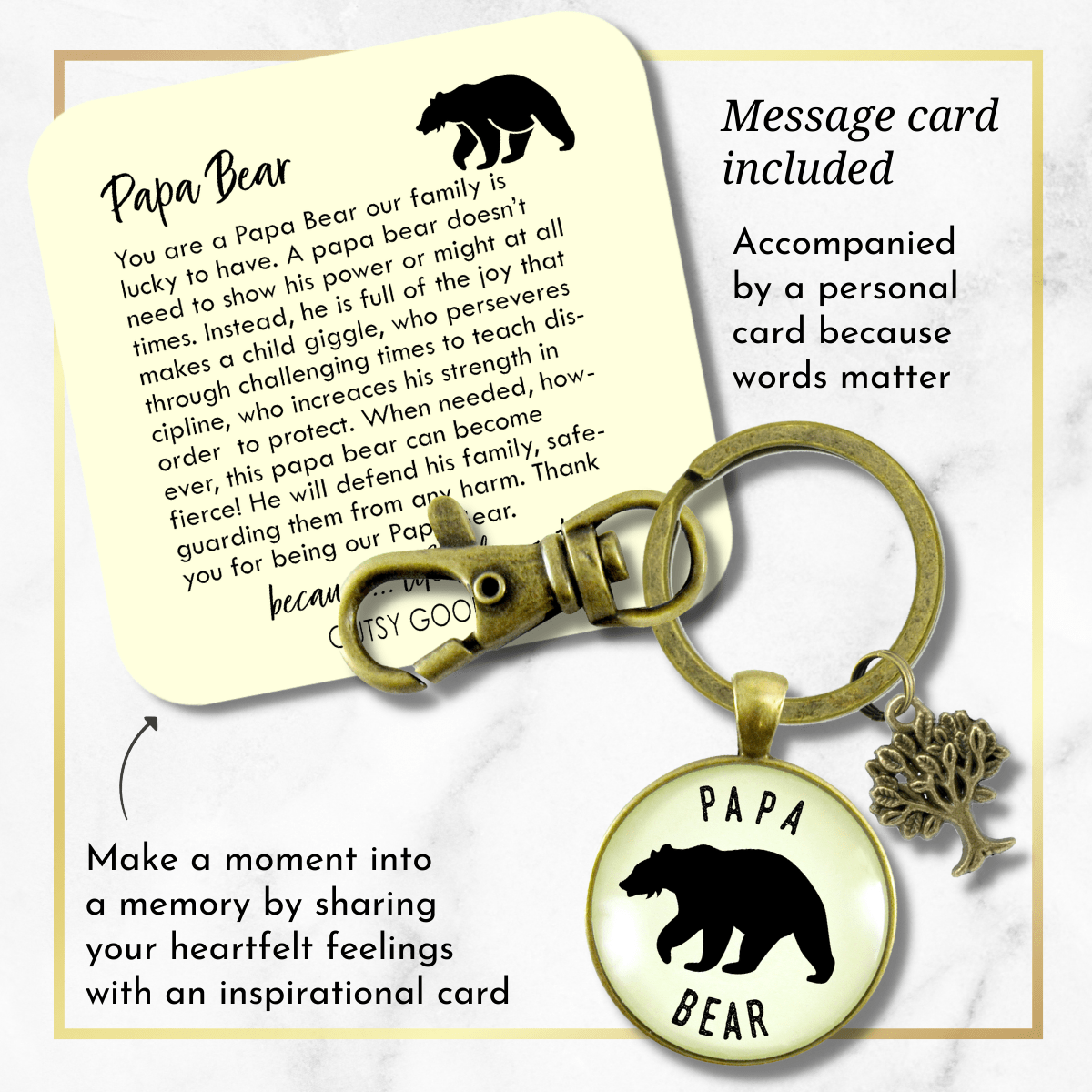 Mama Bear Papa Bear Matching Jewelry Necklace & Keychain Grandparent Gift New Parents Baby Shower - Gutsy Goodness
