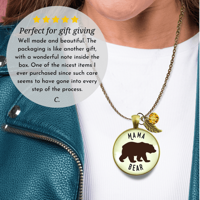 Mama Bear Papa Bear Matching Jewelry Necklace & Keychain Grandparent Gift New Parents Baby Shower - Gutsy Goodness