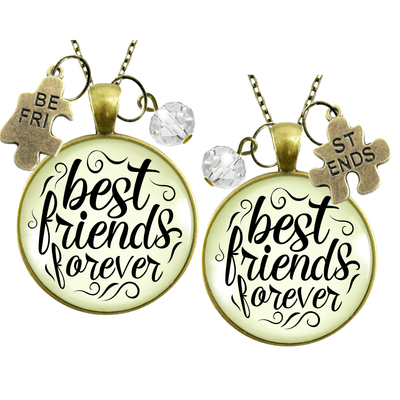 Best Friends Forever Necklaces Set of 2 Bff Quote Jewelry Charm - Gutsy Goodness