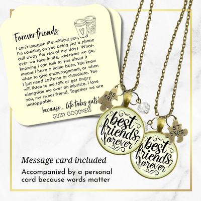 Best Friends Forever Necklaces Set of 2 Bff Quote Jewelry Charm - Gutsy Goodness