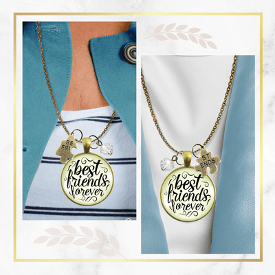 Best Friends Forever Necklaces Set of 2 Bff Quote Jewelry Charm - Gutsy Goodness