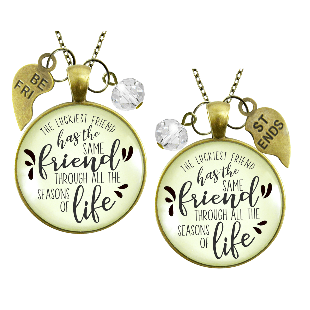 Best Set of 2 Necklaces Luckiest BFF Life Quote Jewelry - Gutsy Goodness