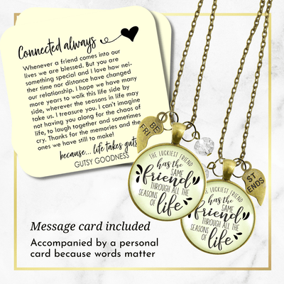 Best Set of 2 Necklaces Luckiest BFF Life Quote Jewelry - Gutsy Goodness