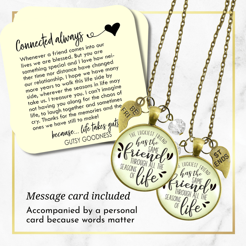 Best Set of 2 Necklaces Luckiest BFF Life Quote Jewelry - Gutsy Goodness