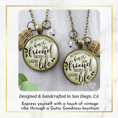 Best Set of 2 Necklaces Luckiest BFF Life Quote Jewelry - Gutsy Goodness