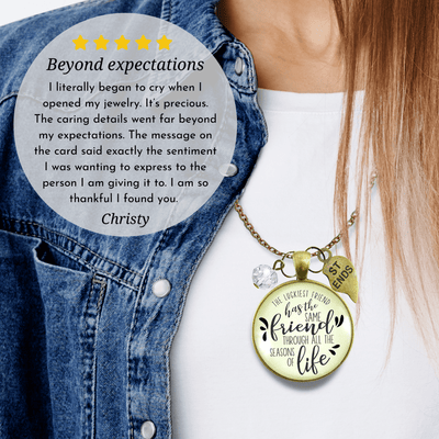 Best Set of 2 Necklaces Luckiest BFF Life Quote Jewelry - Gutsy Goodness