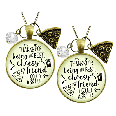Set of 2 Pizza Friendship Necklaces Cheesy Best Friends BFF Jewelry Gift Charm - Gutsy Goodness