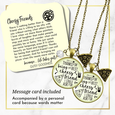 Set of 2 Pizza Friendship Necklaces Cheesy Best Friends BFF Jewelry Gift Charm - Gutsy Goodness