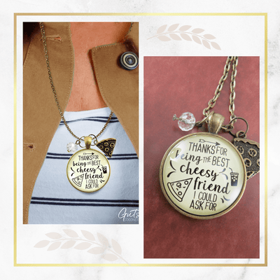 Set of 2 Pizza Friendship Necklaces Cheesy Best Friends BFF Jewelry Gift Charm - Gutsy Goodness