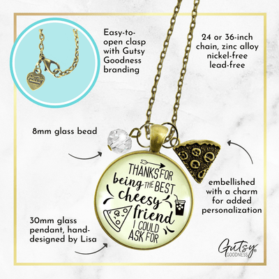 Set of 2 Pizza Friendship Necklaces Cheesy Best Friends BFF Jewelry Gift Charm - Gutsy Goodness