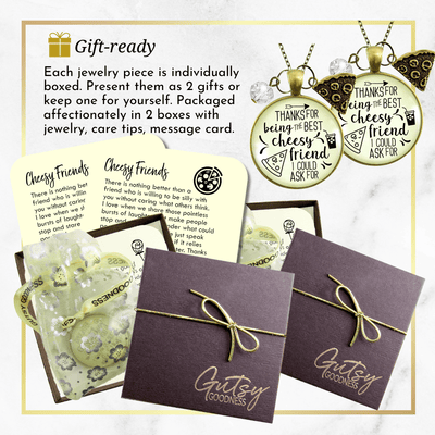Set of 2 Pizza Friendship Necklaces Cheesy Best Friends BFF Jewelry Gift Charm - Gutsy Goodness