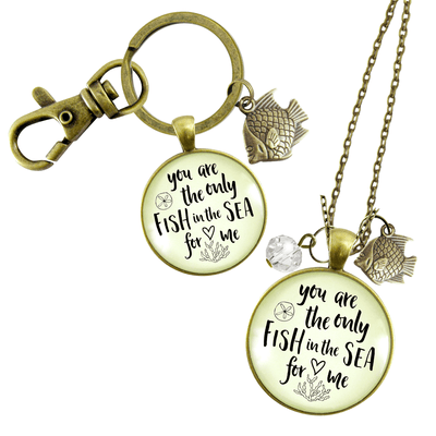 Fishing Couples Set Necklace Keychain You Are Only Fish In Sea Romantic Gift Match His Hers - Gutsy Goodness