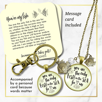 Fishing Couples Set Necklace Keychain You Are Only Fish In Sea Romantic Gift Match His Hers - Gutsy Goodness