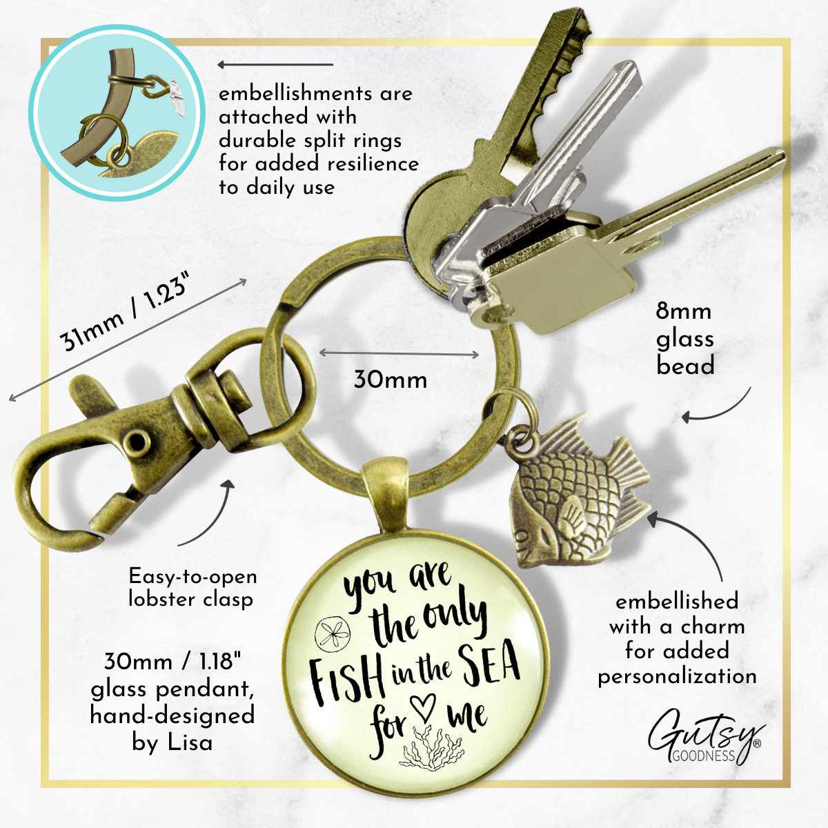 Fishing Couples Set Necklace Keychain You Are Only Fish In Sea Romantic Gift Match His Hers - Gutsy Goodness