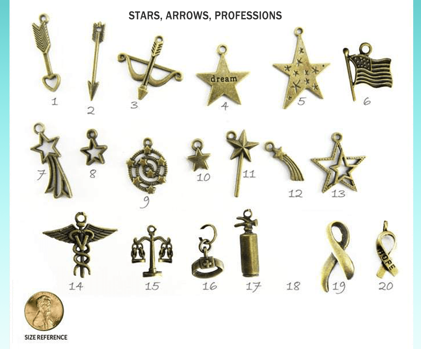 Stars, Arrows, Professions Charms For Gutsy Goodness Jewelry - Gutsy Goodness